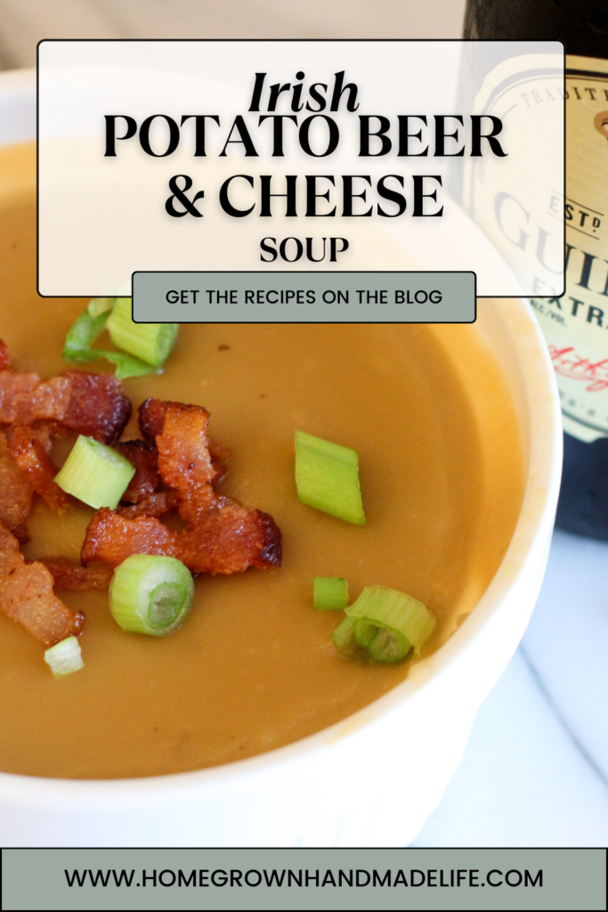 Pinterest Pin for Irish Potato Beer Cheese Soup