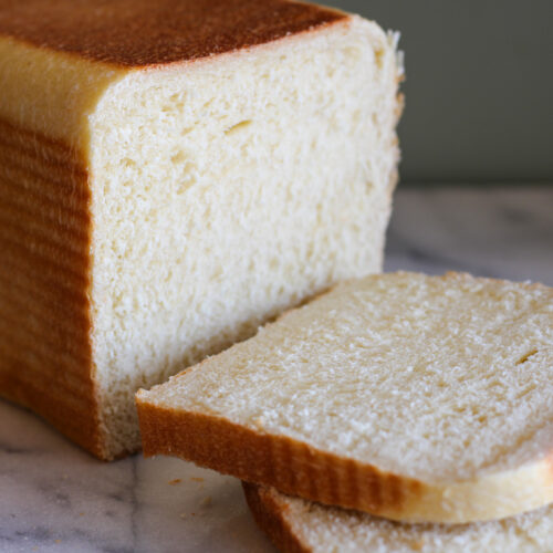 Sliced sourdough sandwich bread.