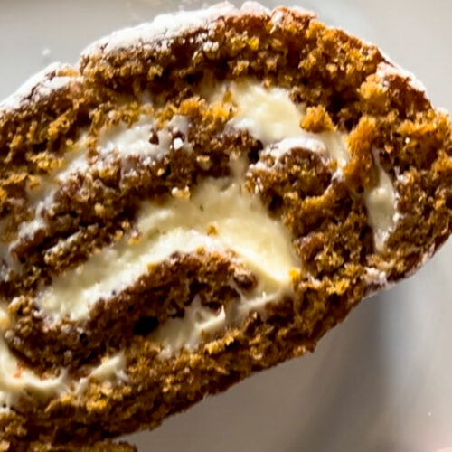 Slice of sourdough pumpkin roll