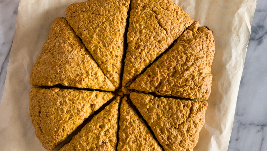 Sourdough pumpkin scones without glaze. 